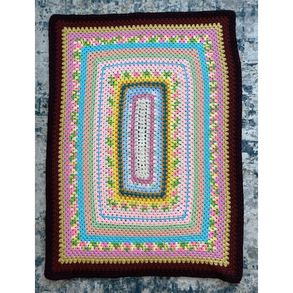 Handmade‎ Crochet Afghan Throw Baby Lap Blanket Multi 50